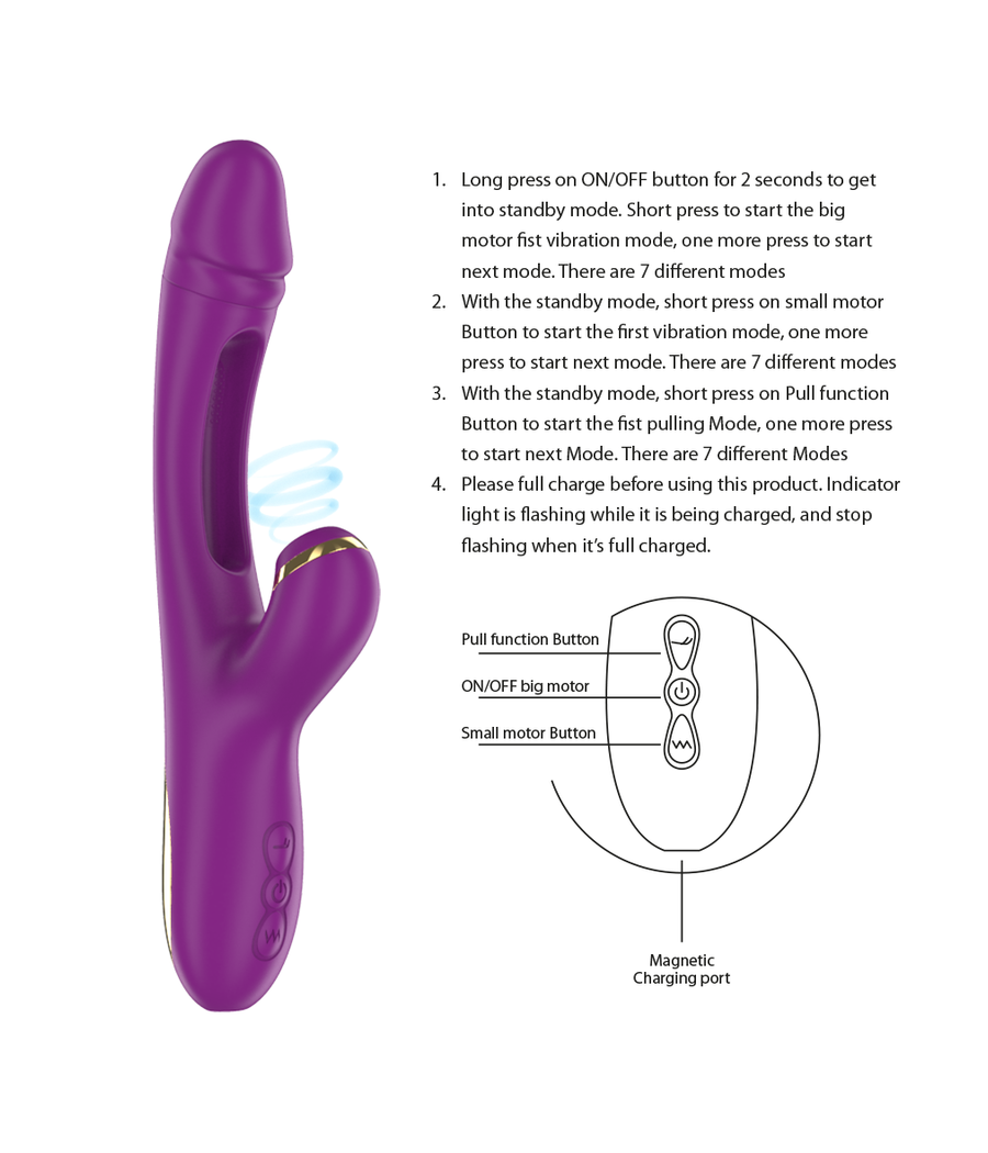 INTENSE - ATENEO RECHARGEABLE MULTIFUNCTION VIBRATOR 7 VIBRATIONS WITH OSCILLATING TONGUE AND PURPLE SUCTION