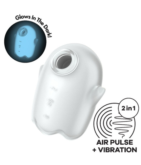 SATISFYER - GLOWING GHOST AIR PULSE & VIBRATEUR BLANC