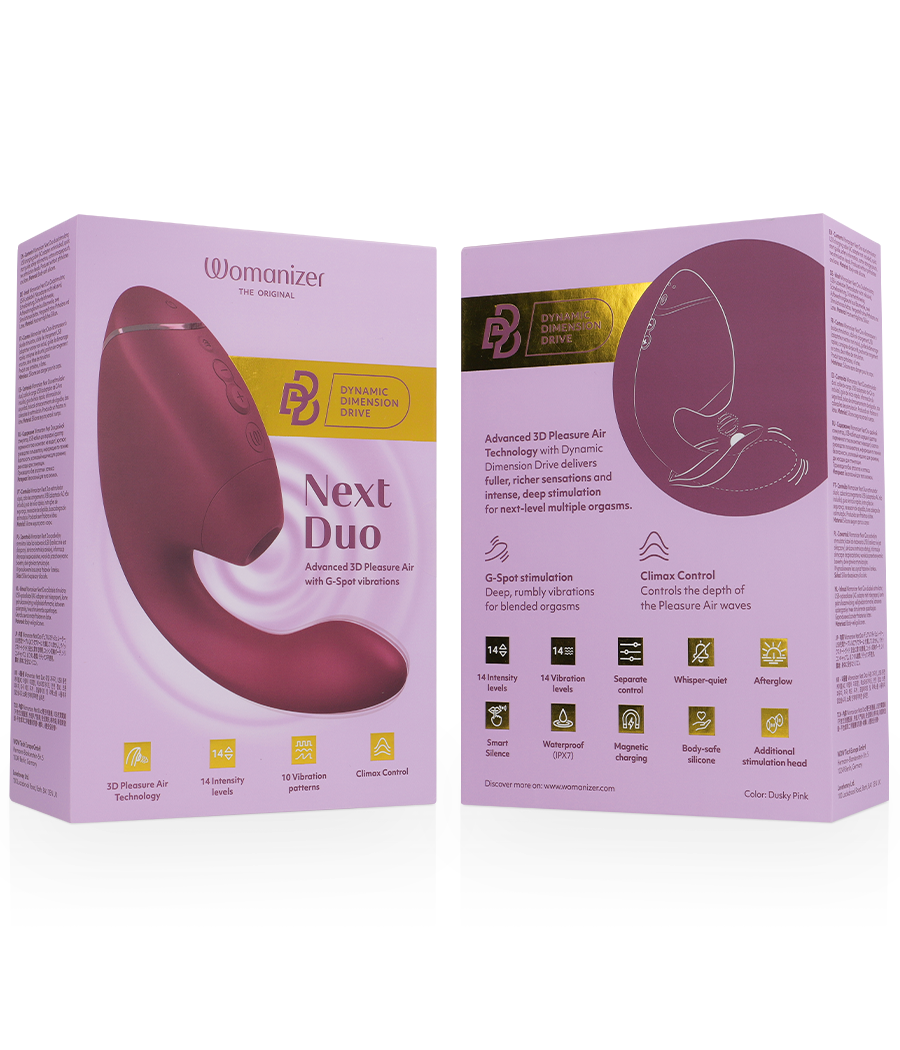 WOMANIZER - DUO NEXT STIMULATEUR CLITORIAL ET DE POINT G DOUBLE ROSE FOYER