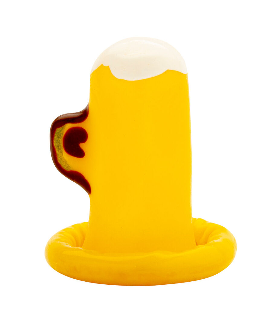 CONDOMERIE - PRÉSERVATIFS FANTAISIE PEINTS À LA MAIN VERRE DE BIÈRE