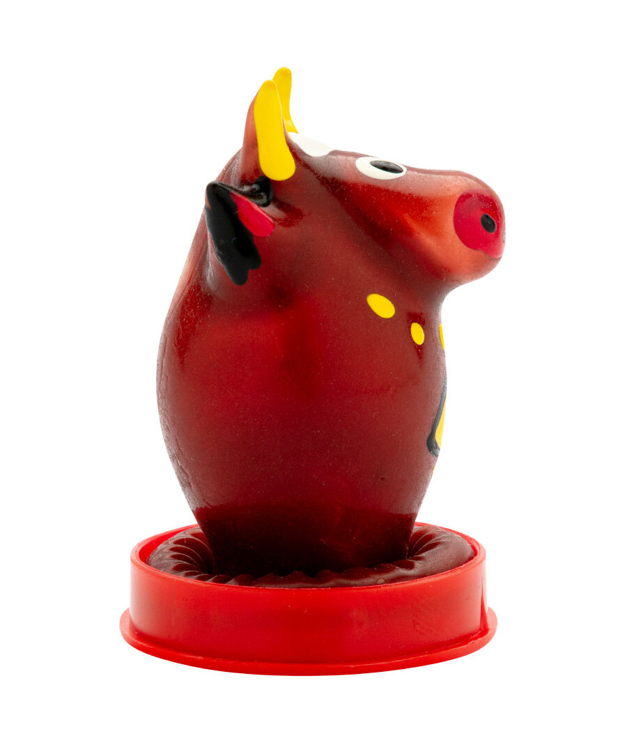 CONDOMERIE - HANDPAINTED NOVELTY CONDOMS BULL MODEL 1