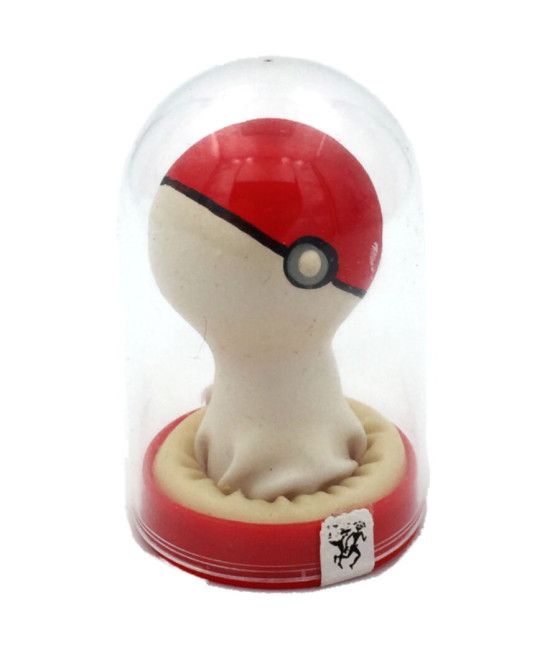 CONDOMERIE - PRÉSERVATIFS FANTAISIE PEINTS À LA MAIN POKEBALL ROUGE-BLANC