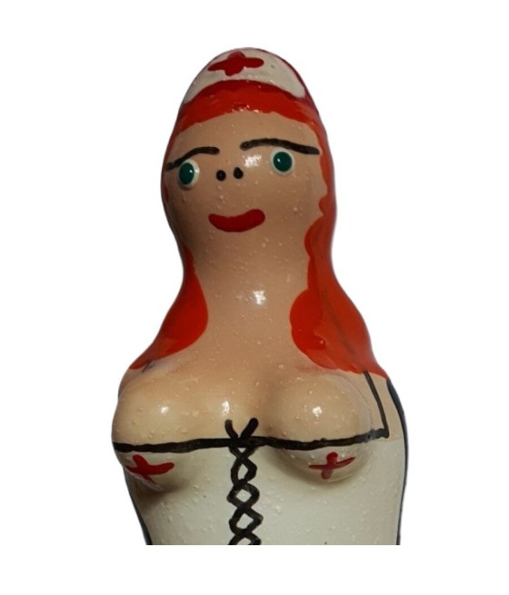 CONDOMERIE - PRÉSERVATIFS FANTAISIE PEINTS À LA MAIN INFIRMIÈRE ROUSSE