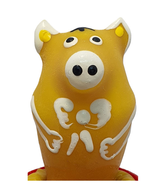 CONDOMERIE - PRÉSERVATIFS FANTAISIE PEINTS À LA MAIN COCHON ASSIS JAUNE