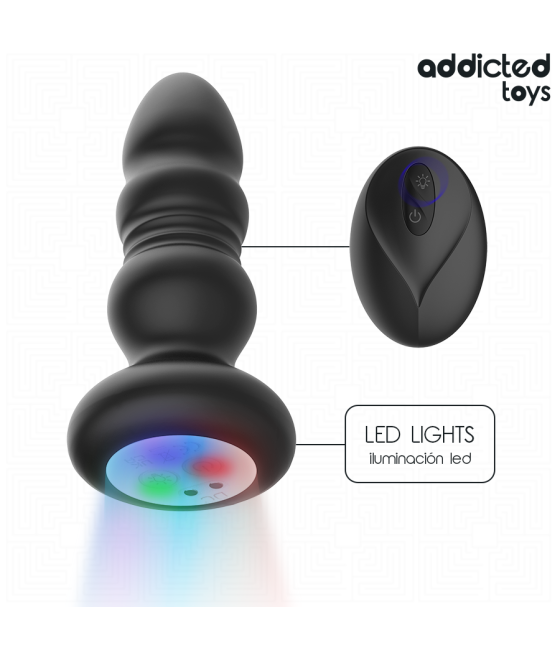 ADDICTED TOYS - PLUG ANAL GIRATÓRIO VIBRATÓRIO COM LUZ LED E CONTROLE REMOTO