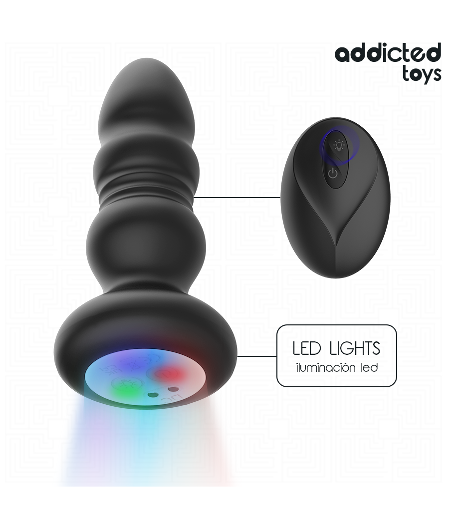 ADDICTED TOYS – ROTIERENDER VIBRIERENDER ANALPLUG MIT LED-LICHT UND FERNBEDIENUNG
