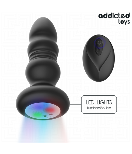 ADDICTED TOYS - THRUSTING VIBRATING ANAL PLUG, LED LIGHT REMOTE CONTROL