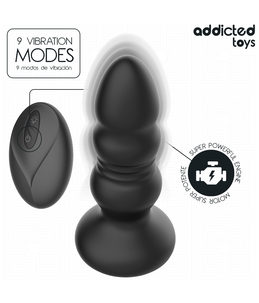 ADDICTED TOYS - PLUG ANAL VIBRADOR THRUSTING Y LUZ LED CONTROL REMOTO