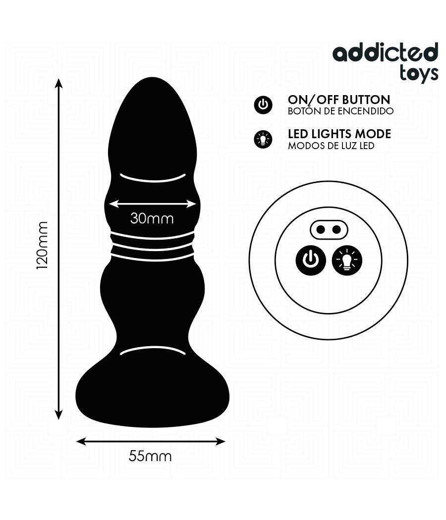 ADDICTED TOYS - PLUG ANAL VIBRADOR THRUSTING Y LUZ LED CONTROL REMOTO