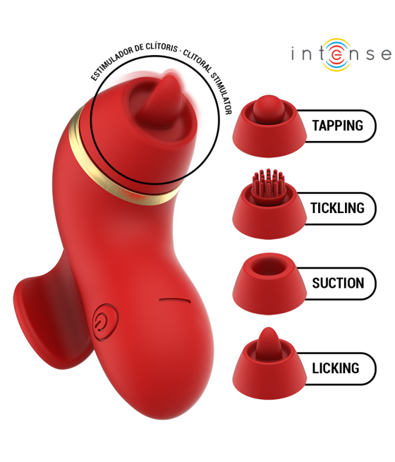 INTENSE - PATTY-STIMULATOR MIT 4 AUFSÄTZEN, SAUG-, KLETTER-, KITZEL- UND LECKFUNKTION