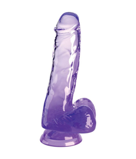 KING COCK - CLEAR PÊNIS REALÍSTICO COM BOLAS 13.5 CM ROXO