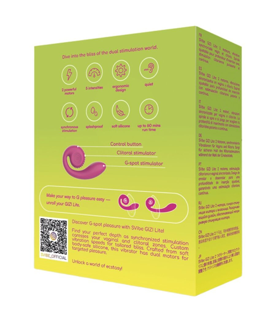 SNAIL VIBE - GIZI LITE VIBRADOR DUAL PUNTO G Y CLÍTORIS ROSA