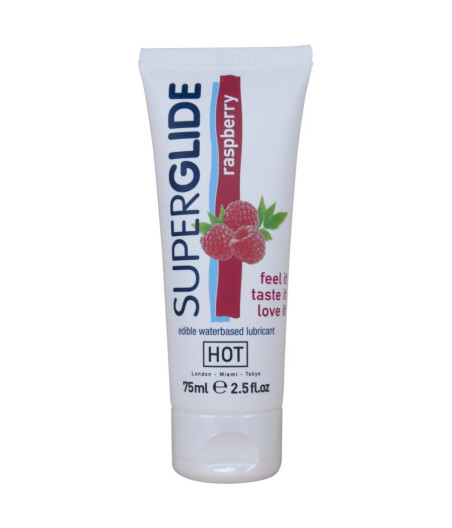 HOT - SUPERGLIDE EDIBLE LUBRICANT WATERBASED RASPBERRY 75 ML
