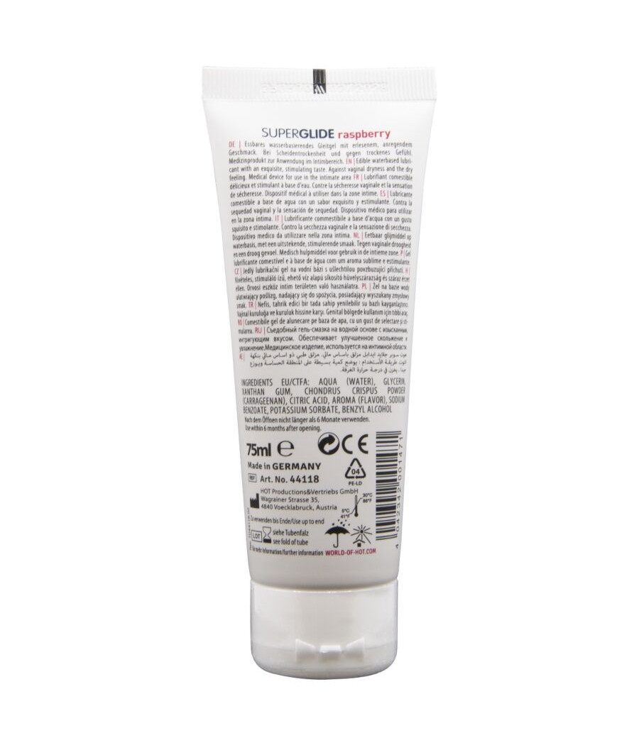 HOT - SUPERGLIDE LUBRIFICANTE COMESTÍVEL À BASE DE ÁGUA COM SABOR FRAMBOESA 75 ML