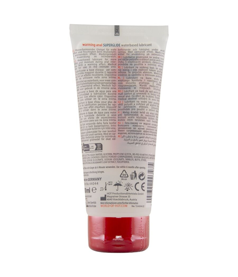 HOT - ANAL SUPERGLIDE LUBRIFICANTE AQUECEDOR LÍQUIDO À BASE DE ÁGUA 100 ML