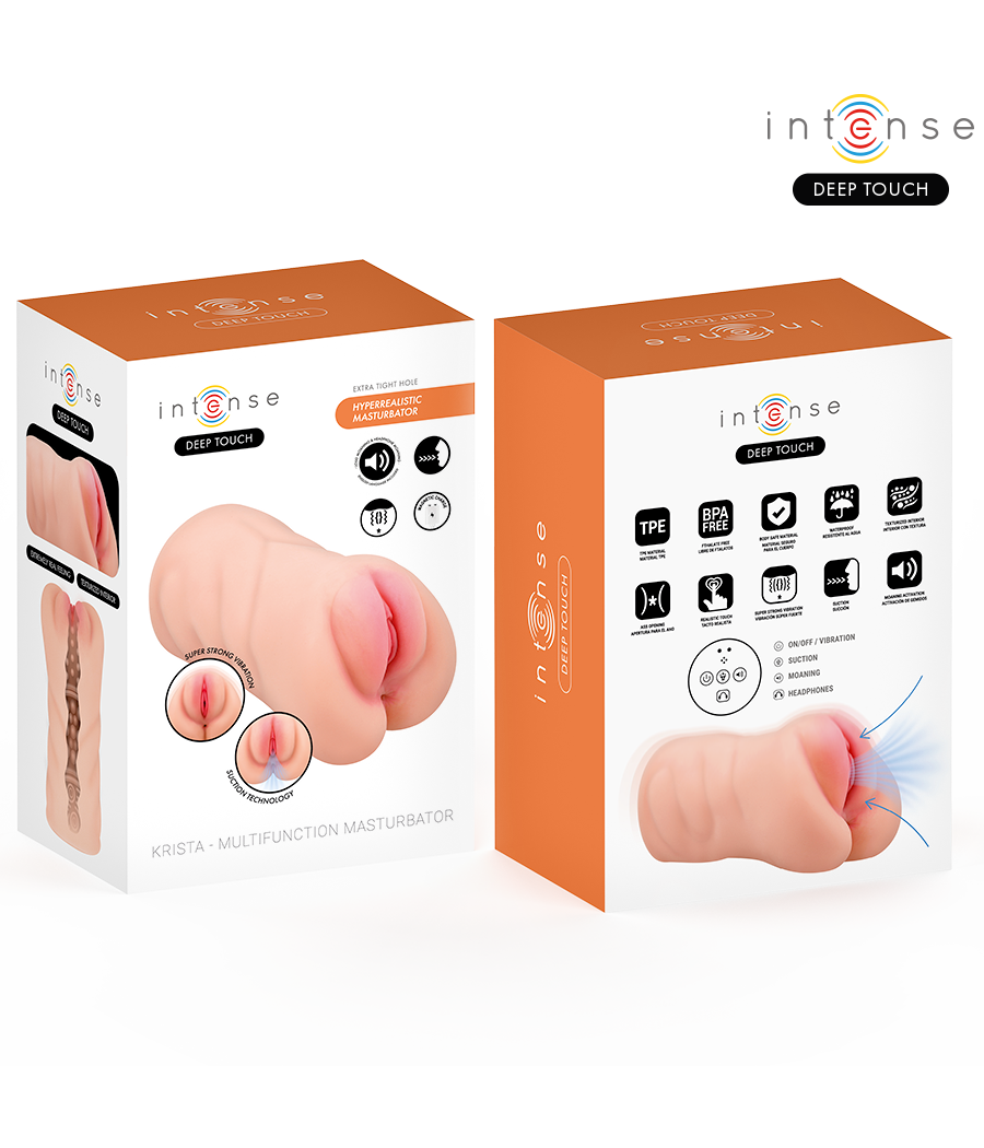 INTENSE DEEP TOUCH - MASTURBATORE AGINALE KRISTA CON ASPIRAZIONE, VIBRAZIONE ED EFFETTO VOCALE 1,2 KG