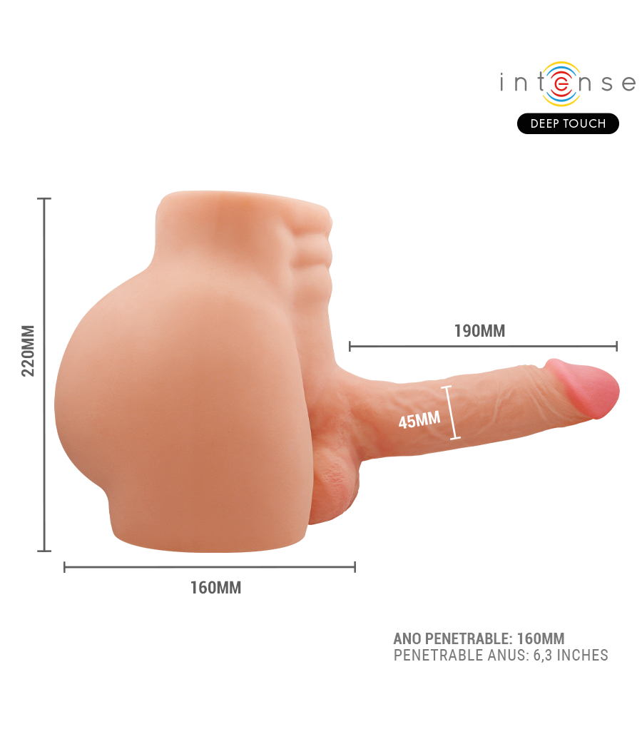 INTENSE DEEP TOUCH - RICHIE-TORSO MIT ANUS UND REALISTISCHEM DILDO MIT DRUCK- UND VIBRATIONSMÖGLICHKEITEN, FERNBEDIENUNG, 4,7 KG