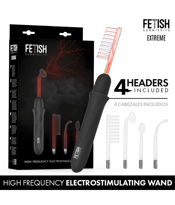 FETISH SUBMISSIVE - VIBRADOR WAND ELECTROESTIMULACIÓN ALTA FRECUENCIA