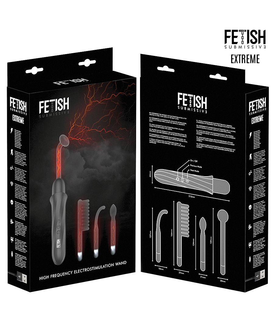 FETISH SUBMISSIVE - VIBRADOR WAND ELECTROESTIMULACIÓN ALTA FRECUENCIA