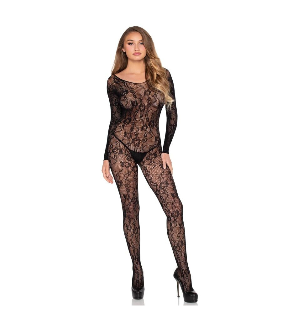 LEG AVENUE - 89366 LINGERIE EN DENTELLE BODYSTOCKING NOIR - TAILLE UNIQUE
