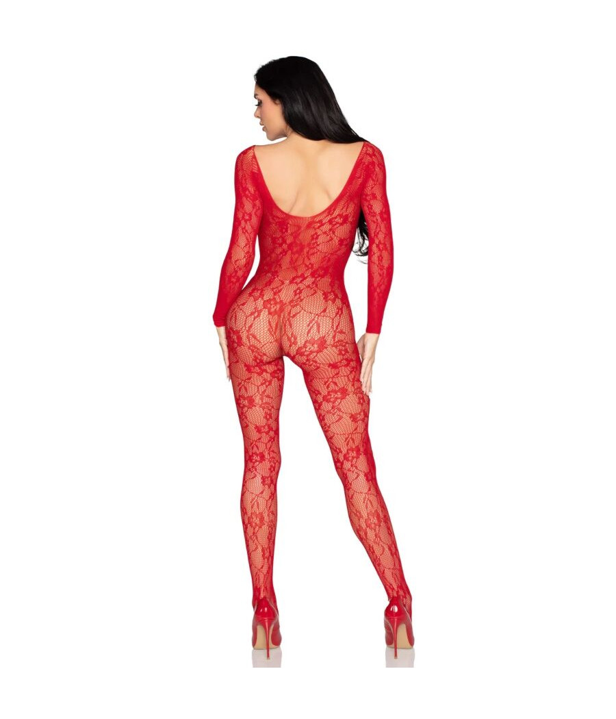 LEG AVENUE - 89366 BODYSTOCKING IN PIZZO ROSSO - TAGLIA UNICA