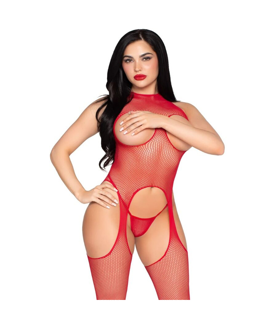 LEG AVENUE - 89374 BODYSTOCKING ET CULOTTE ROUGES SANS COUVERCLE - TAILLE UNIQUE