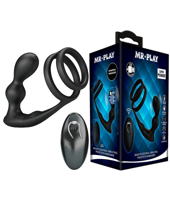 MR PLAY - ANILLO PARA PENE CON PLUG ANAL CON VIBRACIÓN CONTROL REMOTO