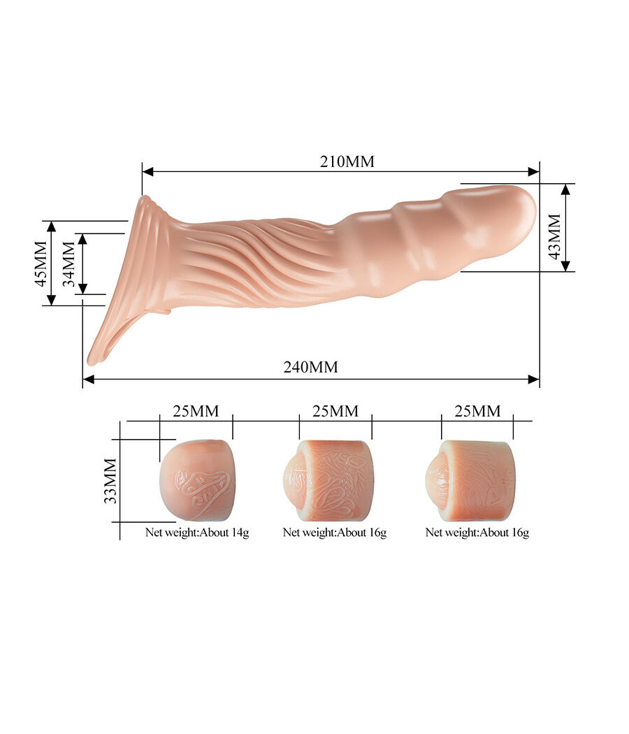 PRETTY LOVE - TEXTURED PENIS SHEATH WITH EXTENDERS