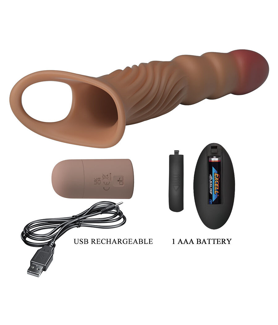 PRETTY LOVE - FUNDA PARA PENE TEXTURIZADA CON VIBRACIÓN Y CONTROL REMOTO