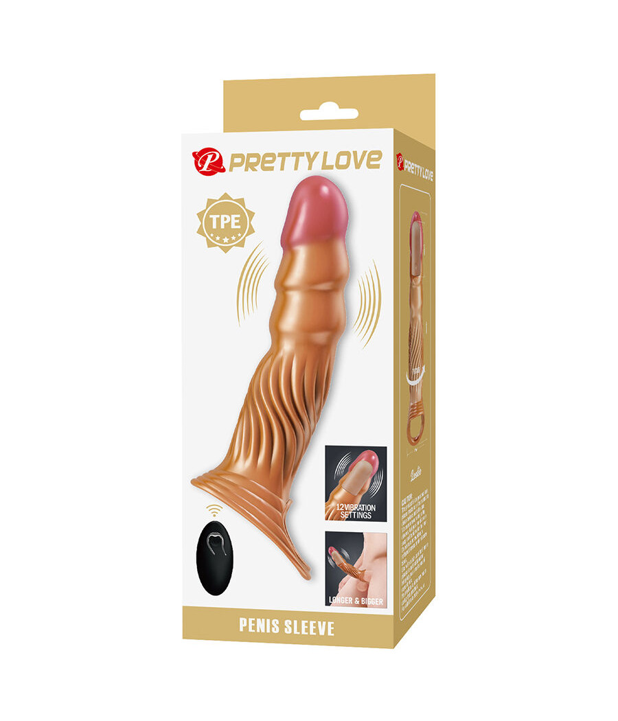 PRETTY LOVE - TEXTURED PENIS SLEEVE WITH VIBRATION AND REMOTE CONTROL