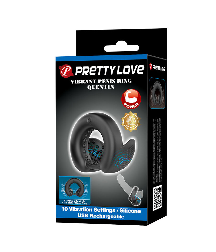 PRETTY LOVE - QUENTIN ANILLO PARA PENE CON ESTIMULADOR TESTICULAR