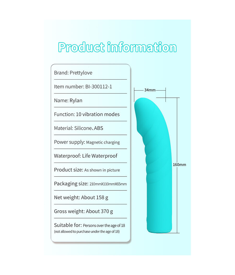 PRETTY LOVE - RYLAN VIBRADOR PUNTO G AZUL