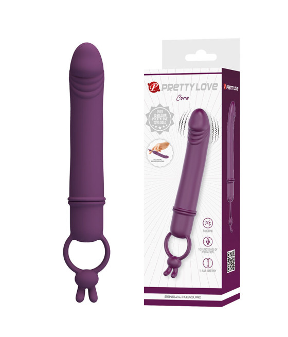 PRETTY LOVE - CORA VIBRADOR EM FORMATO DE PÊNIS COM ANEL DE RESISTÊNCIA