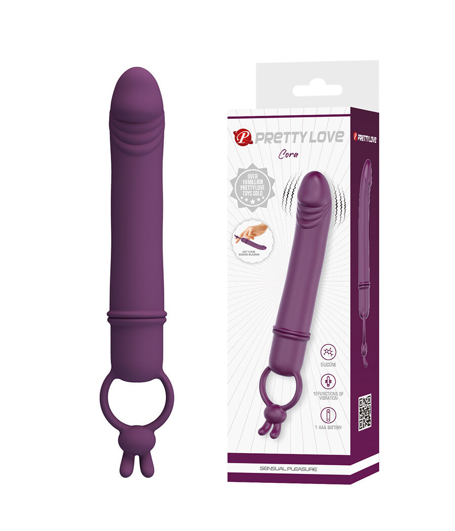 PRETTY LOVE - CORA VIBRADOR EM FORMATO DE PÊNIS COM ANEL DE RESISTÊNCIA