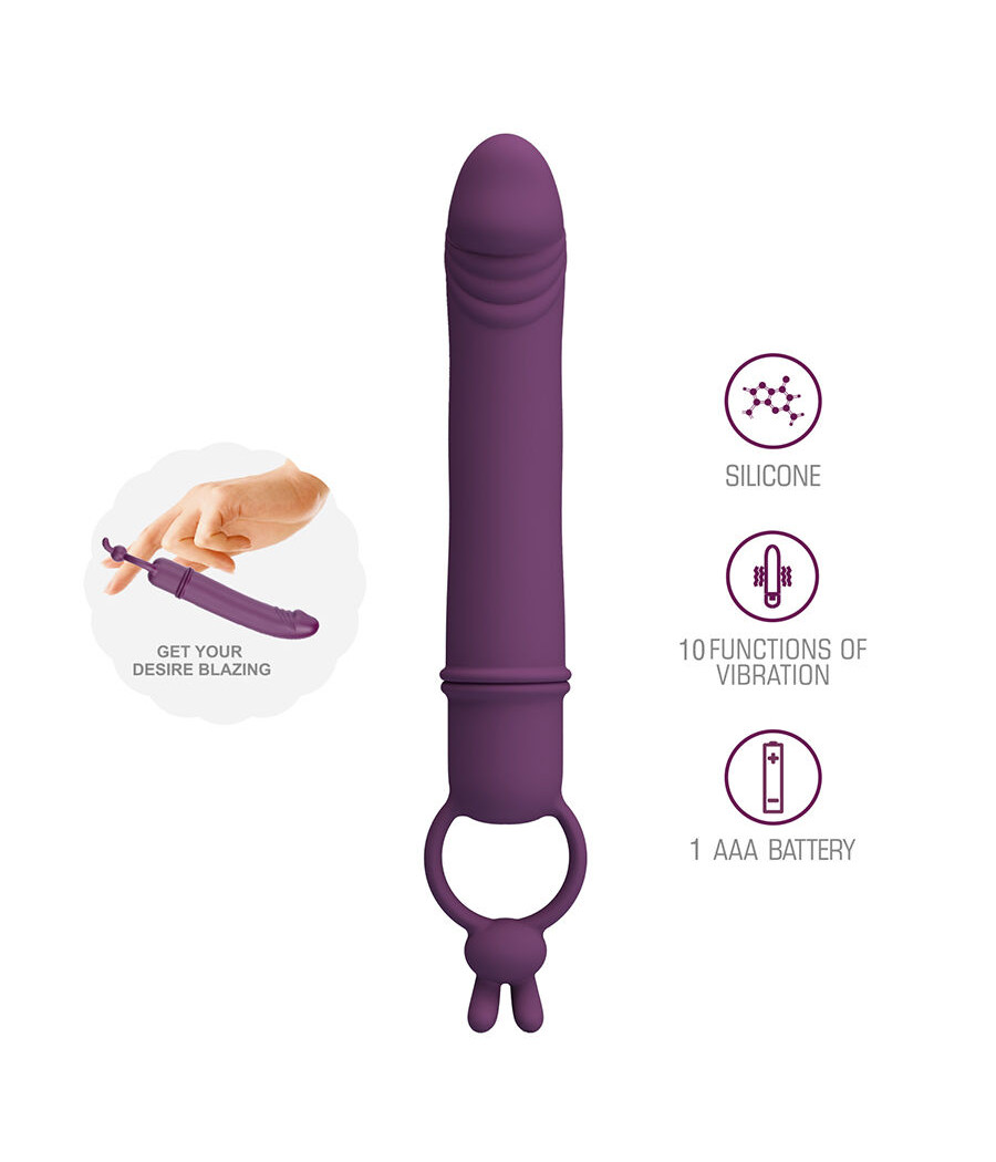 PRETTY LOVE - CORA VIBRADOR EM FORMATO DE PÊNIS COM ANEL DE RESISTÊNCIA
