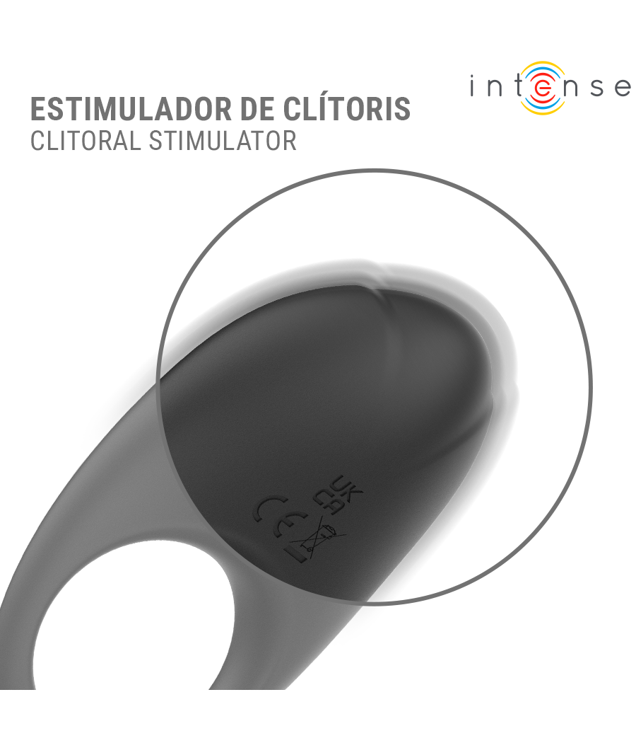 INTENSE - MERLOTTE ANILLO VIBRADOR CON ESTIMULACIÓN DE CLÍTORIS NEGRO