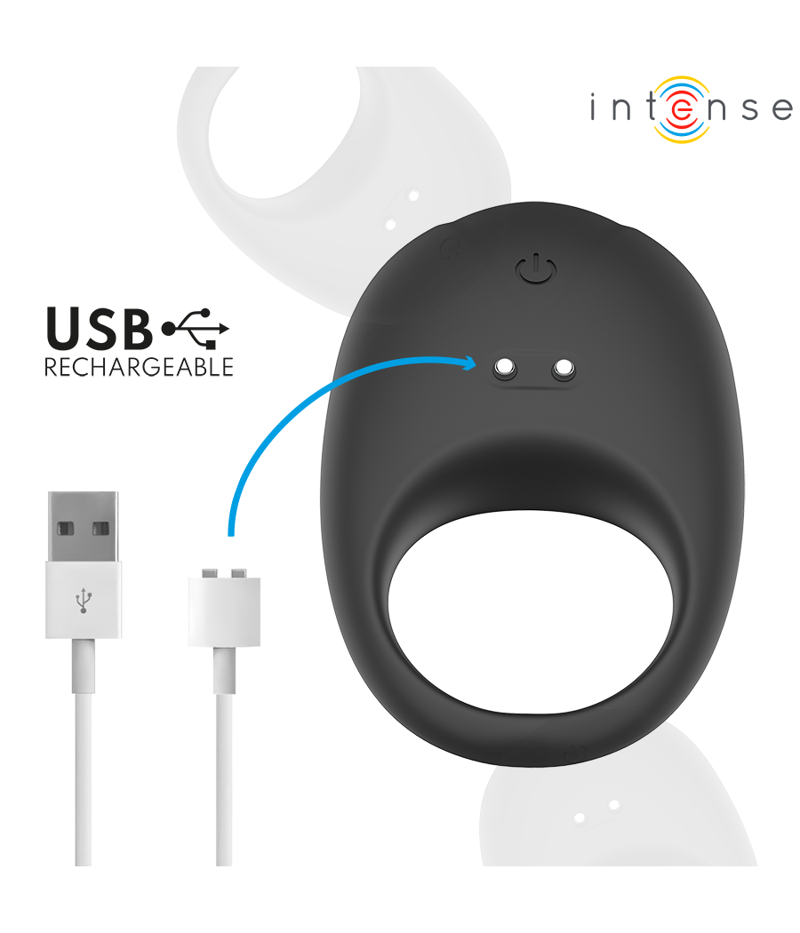 INTENSE - MERLOTTE VIBRATING PENIS RING WITH CLITORIS STIMULATION BLACK