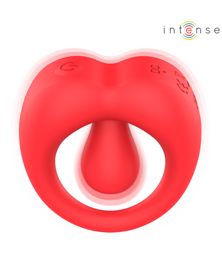 INTENSE - RUSSELL VIBRATING PENIS RING WITH CLITORIS STIMULATION RED