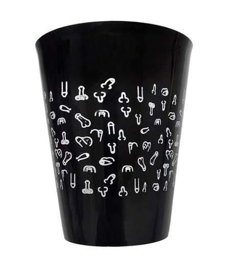 DIABLO PICANTE - COPO PRETO 500 ML COM PÊNIS BRANCOS