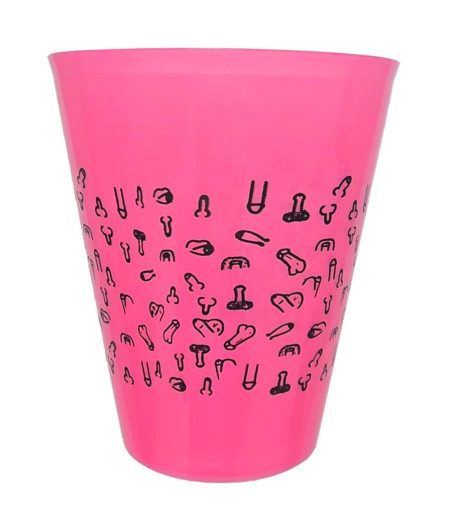 DIABLO PICANTE - VASO FUSCIA 500 ML CON PENES NEGROS