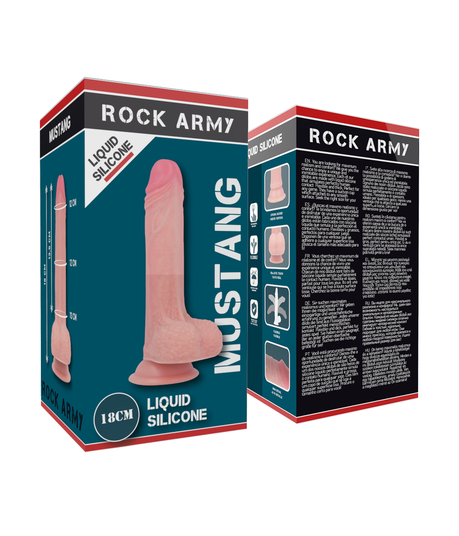 ROCKARMY - IMBRACATURA + SILICONE LIQUIDO PREMIUM MUSTANG REALISTICO 18 CM -O- 4.14 CM