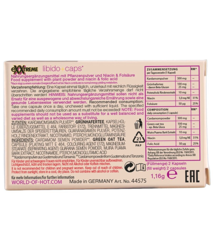 HOT - CAPSULES POUR LIBIDO EXTRÊME FEMME 2 UNITÉS