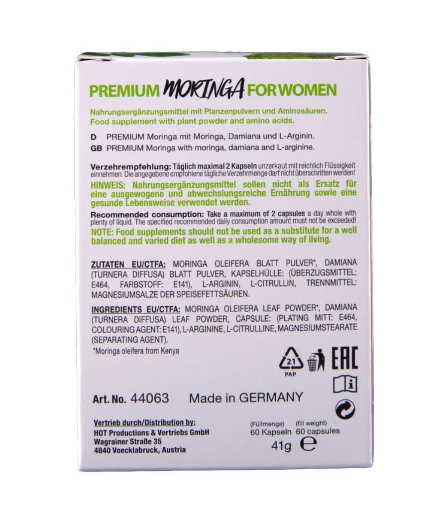 HOT - MORINGA WOMEN CAPS WOMAN 60 UNITS