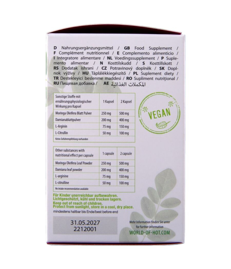 HOT - MORINGA WOMEN CÁPSULAS MUJER 60 UNIDADES