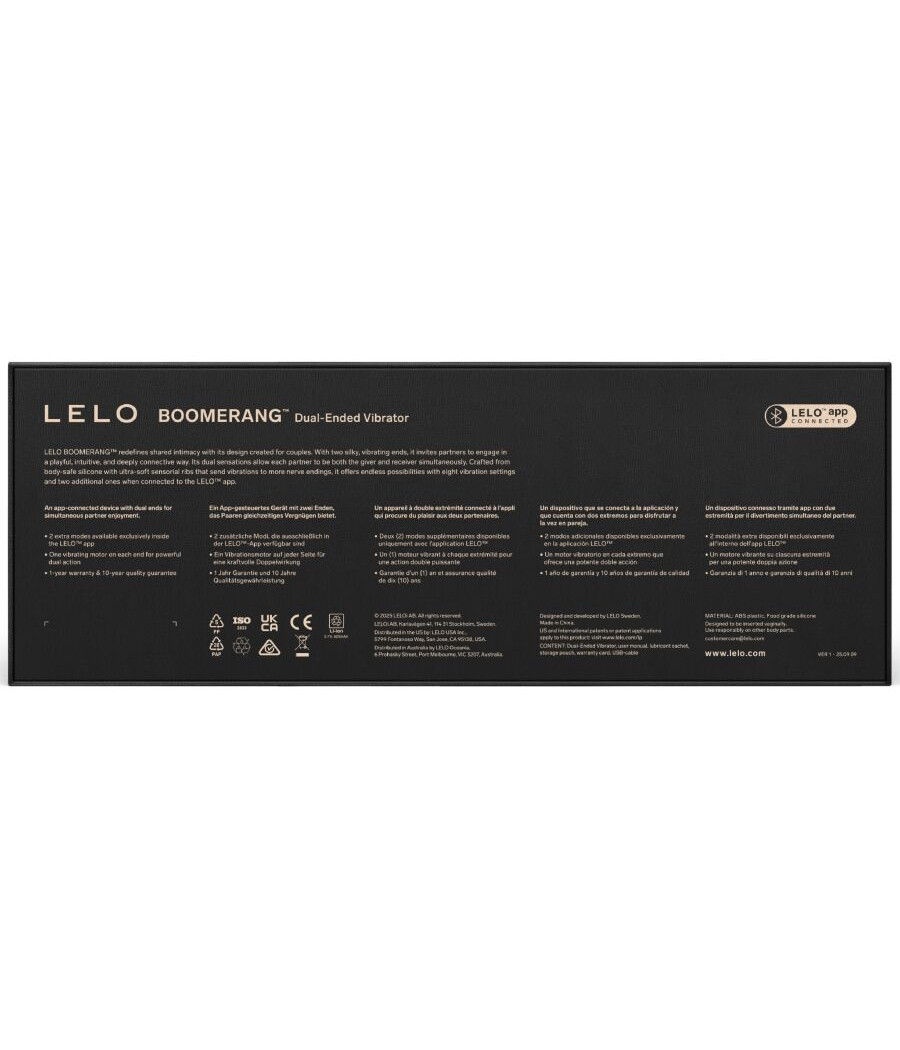 LELO - BOOMERANG VIBRATEUR À DOUBLE EXTRÉMITÉ VIOLET