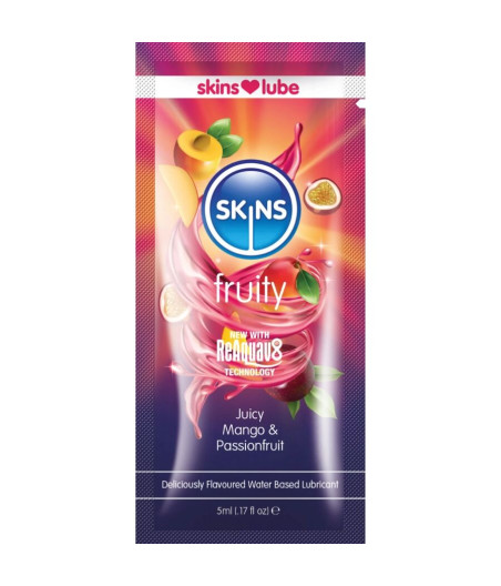 SKINS - LUBRIFIANT FRUITÉ À BASE D'EAU MANGUE ET FRUIT DE LA PASSION DOSE UNIQUE 5 ML