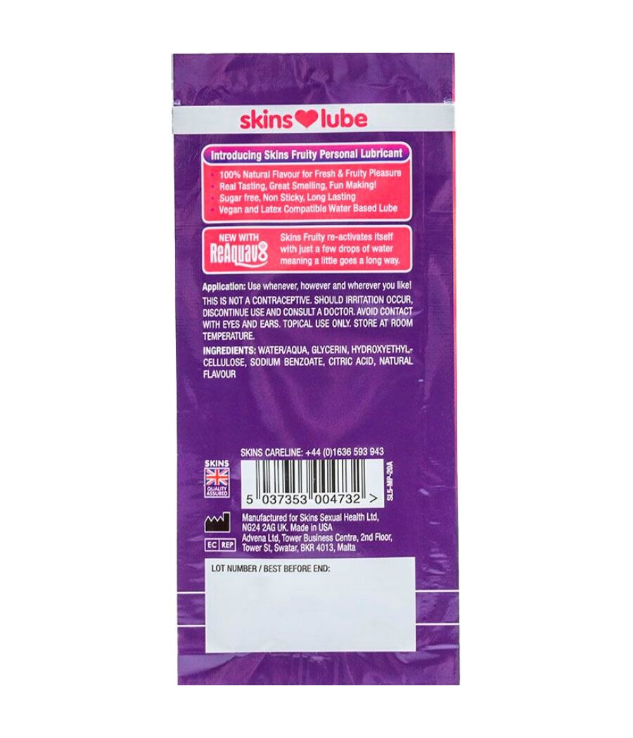 SKINS - FRUITY WATER-BASED LUBRICANT MANGO & PASSION FRUIT SINGLE-DOSE 5 ML