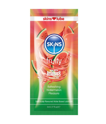 SKINS - LUBRIFIANT FRUITÉ À BASE D'EAU PARFUM PASTÈQUE DOSE UNIQUE 5 ML