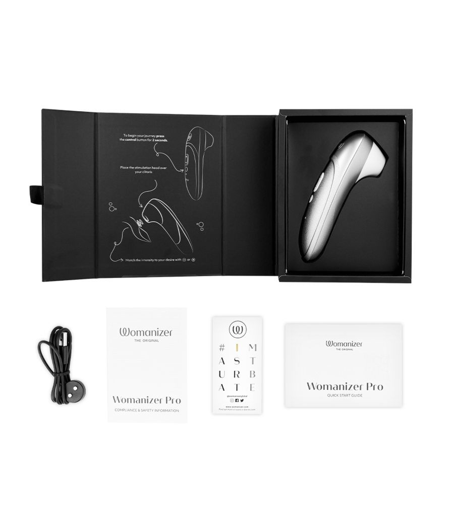 WOMANIZER - STIMULATEUR CLITORIAL VIBRANT PRO GRIS ARGENTÉ