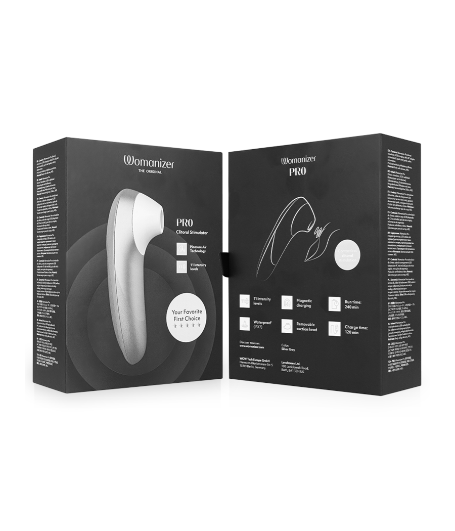 WOMANIZER - STIMULATEUR CLITORIAL VIBRANT PRO GRIS ARGENTÉ